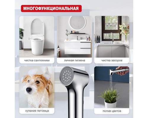 Лейка для гигиенического душа Raglo R460.05 с клавишей регулировки воды пластик/силикон, хром