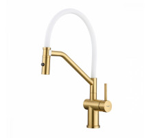 Смеситель Raglo R86.41.03 для кухни съёмный гибкий излив с магнитным фиксатором, сатин золотой