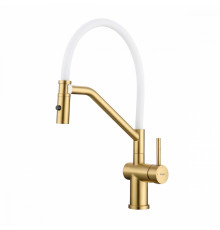 Смеситель Raglo R86.41.03 для кухни съёмный гибкий излив с магнитным фиксатором, сатин золотой