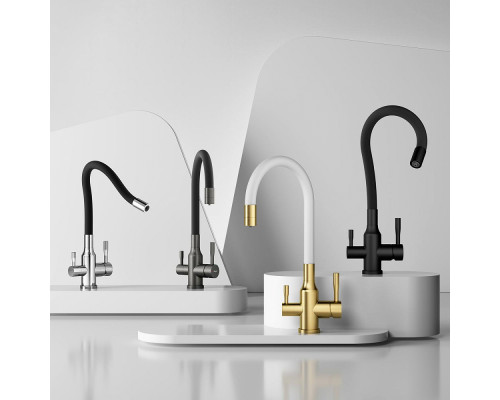 Смеситель Raglo R81.64.03 для кухни с подключением к фильтру излив гибкий поворотный, сатин золотой