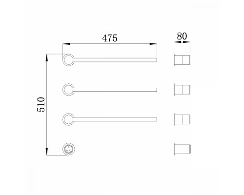 Полотенцесушитель электрический RAGLO R350.51.09 встраиваемый сенсорный с терморегулятором , графит