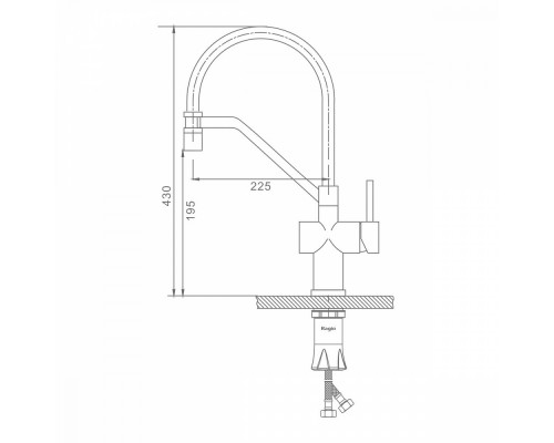 Смеситель Raglo R86.41.03 для кухни съёмный гибкий излив с магнитным фиксатором, сатин золотой