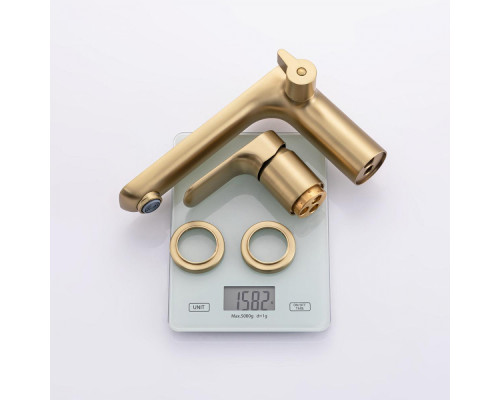 Смеситель Raglo R03.31.03 на борт ванны врезной монолитный, сатин золотой