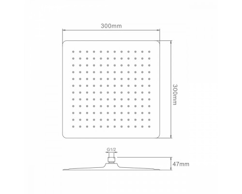 Лейка душевая верхняя Raglo R451.55.03 тропический душ 300*300мм нержавеющая сталь, Сатин золотой