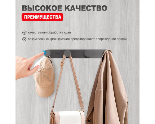 Крючок для полотенец Raglo R300.054.09 четверной,графит