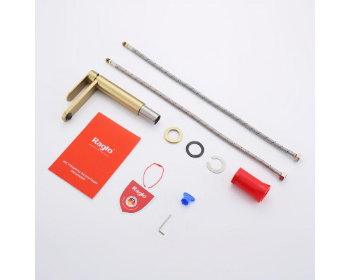 Смеситель Raglo R10.10.03 для раковины монолитный, сатин золотой