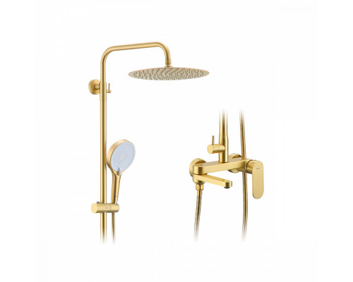 Душевая система Raglo R10.24.03 для ванны и душа излив поворотный 15 см, сатин золотой