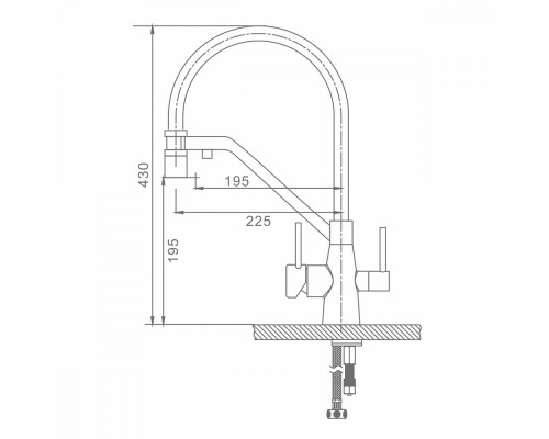Смеситель Raglo R80.62.09 для кухни с подключением к фильтру съёмный гибкий излив с магнитным фиксатором, графит