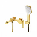 Смеситель Raglo R02.30.03 для ванны и душа настенный излив поворотный 15 см, сатин золотой