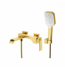 Смеситель Raglo R02.30.03 для ванны и душа настенный излив поворотный 15 см, сатин золотой