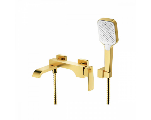 Смеситель Raglo R02.30.03 для ванны и душа настенный излив поворотный 15 см, сатин золотой