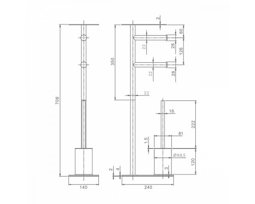 Стойка напольная Raglo R300.31.09 с держателем для туалетной бумаги, с ёршиком и полкой,графит