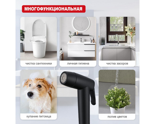 Комплект для гигиенического душа Raglo R460.50.06 лейка 2 режима, шланг 1,2 м сталь, черный