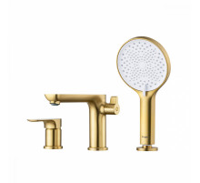 Смеситель Raglo R03.31.03 на борт ванны врезной монолитный, сатин золотой