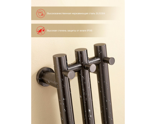 Полотенцесушитель электрический RAGLO R350.16.09 настенный сенсорный узкий с терморегулятором , графит