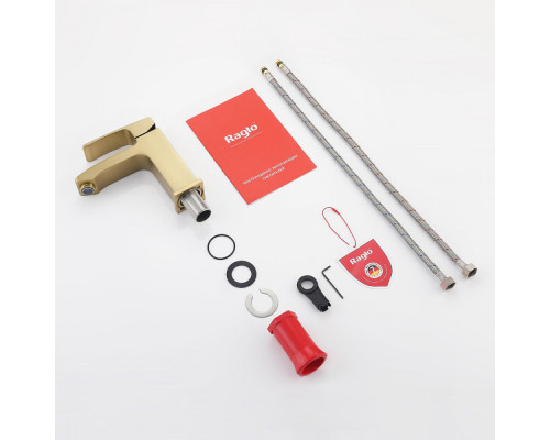 Смеситель Raglo R01.10.03 для раковины монолитный, сатин золотой