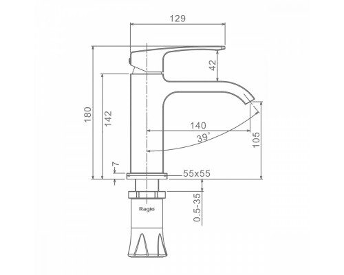Смеситель Raglo R02.10.09 для раковины монолитный, графит