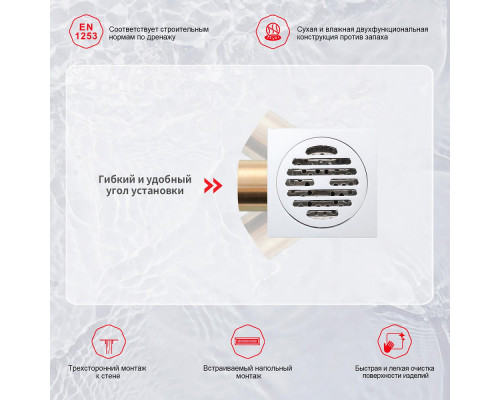 Душевой трап Raglo R605.10 100х100мм, нержавеющая сталь, хром