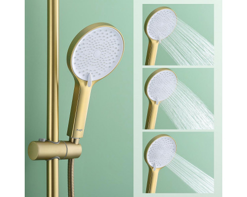 Душевая система Raglo R03.24.03 для ванны и душа излив поворотный 15 см, сатин золотой