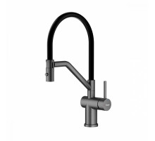 Смеситель Raglo R86.41.09 для кухни съёмный гибкий излив с магнитным фиксатором, графит