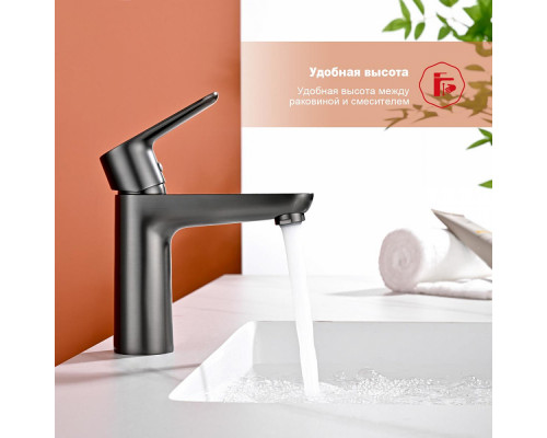 Смеситель Raglo R31.10.09 для раковины монолитный, графит