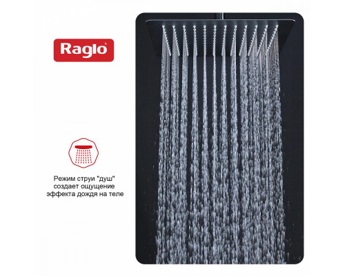 Лейка душевая верхняя Raglo R451.55.06 тропический душ 300*300мм нержавеющая сталь, черный