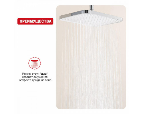 Лейка душевая верхняя Raglo R451.51 тропический душ 340*220мм пластик/силикон, хром