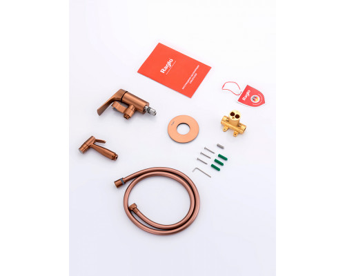 Смеситель Raglo R07.52.33 с гигиеническим душем встраиваемый , матовая медь