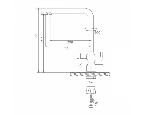 Смеситель Raglo R81.61.09 для кухни с подключением к фильтру излив поворотный, графит