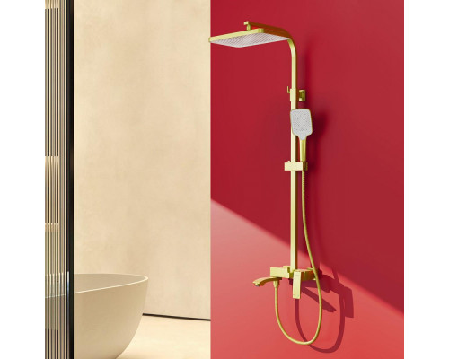 Душевая система Raglo R01.24.03 для ванны и душа излив поворотный 20 см, сатин золотой