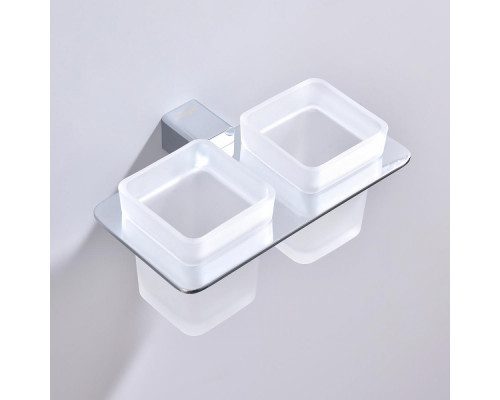 Стакан для зубных щеток с держателем Raglo R301.08 двойной,хром