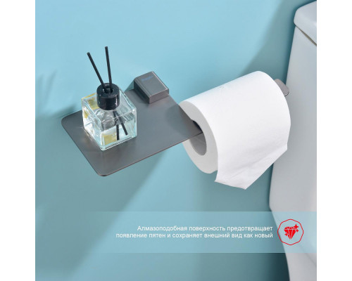 Держатель для туалетной бумаги Raglo R301.03.09 с полкой,графит