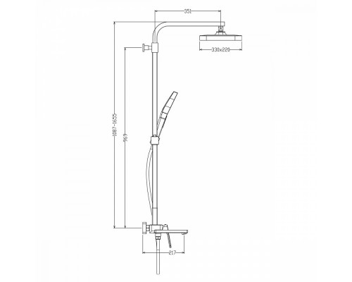 Душевая система Raglo R51.24.03 для ванны и душа излив поворотный 15 см, сатин золотой