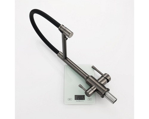 Смеситель Raglo R81.63.09 для кухни с подключением к фильтру съёмный гибкий излив с магнитным фиксатором, графит