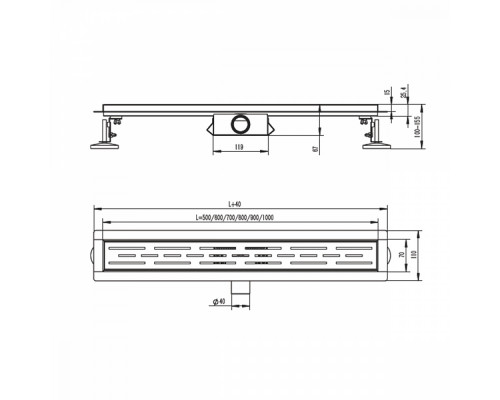 Душевой трап Raglo R650.50.09 500мм, нержавеющая сталь, графит