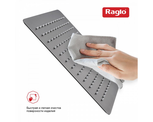 Лейка душевая верхняя Raglo R451.55.09 тропический душ 300*300мм нержавеющая сталь, графит