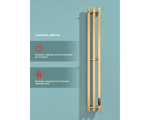 Полотенцесушитель электрический RAGLO R350.17.03 настенный сенсорный узкий с терморегулятором , сатин золотой