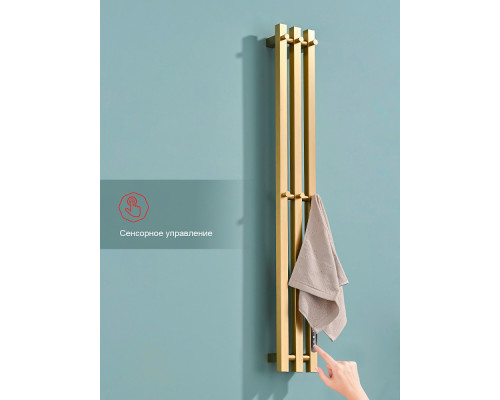 Полотенцесушитель электрический RAGLO R350.17.03 настенный сенсорный узкий с терморегулятором , сатин золотой