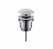 Донный клапан для раковины Raglo R600.01.38 без перелива (клик-клак), латунь с керамической крышкой, белый