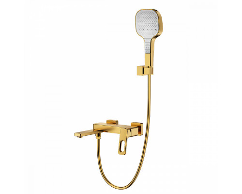 Смеситель Raglo R51.30.03 для ванны и душа настенный излив поворотный 15 см, сатин золотой