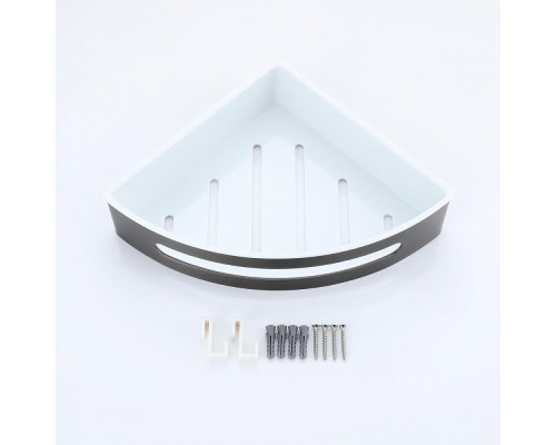 Полка для ванны и душа Raglo R340.01.09 угловая с крючками,графит