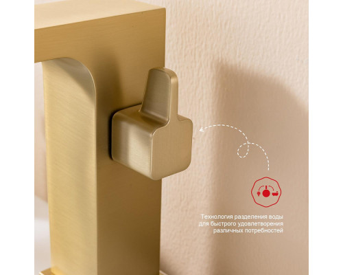 Смеситель Raglo R02.31.03 на борт ванны врезной монолитный, сатин золотой