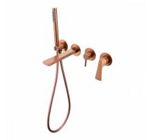 Смеситель Raglo R07.32.33 для ванны и душа встраиваемый излив монолитный 20 см, матовая медь