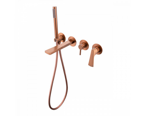 Смеситель Raglo R07.32.33 для ванны и душа встраиваемый излив монолитный 20 см, матовая медь