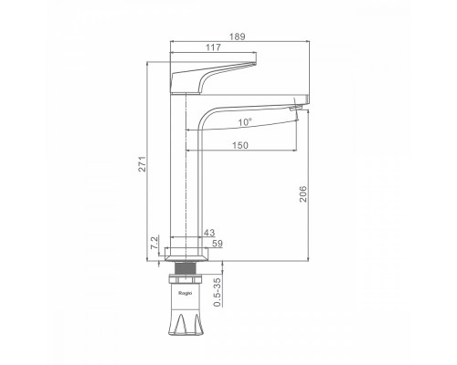 Смеситель Raglo R07.15.09 для раковины высокий монолитный, графит