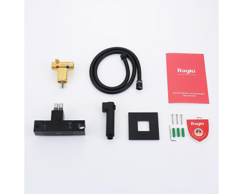 Смеситель Raglo R24.56.06 с гигиеническим душем встраиваемый с термостатом , черный