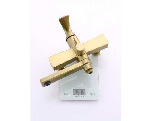 Душевая система Raglo R07.24.03 для ванны и душа излив поворотный 20 см, сатин золотой