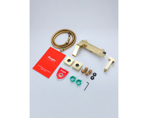 Смеситель Raglo R01.51.23 с гигиеническим душем настенный , золото