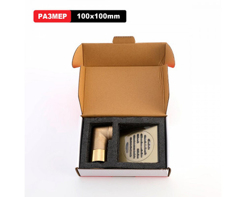 Душевой трап Raglo R605.10.03 100х100мм, нержавеющая сталь, сатин золотой