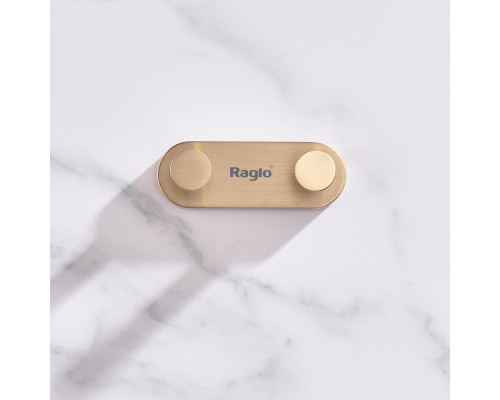 Крючок для полотенец Raglo R300.052.03 двойной,сатин золотой